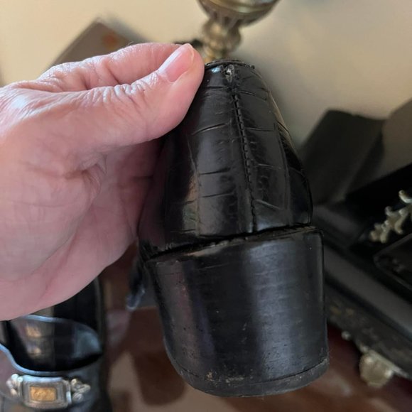 Brighton Black Croc Loafers Alligator shoes Women's 6.5 M Made in Italy - Picture 6 of 10